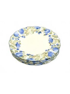 Set Of 4 Nikko Flirtatious Floral Scalloped 8" Salad Plates Japan Fine Tableware